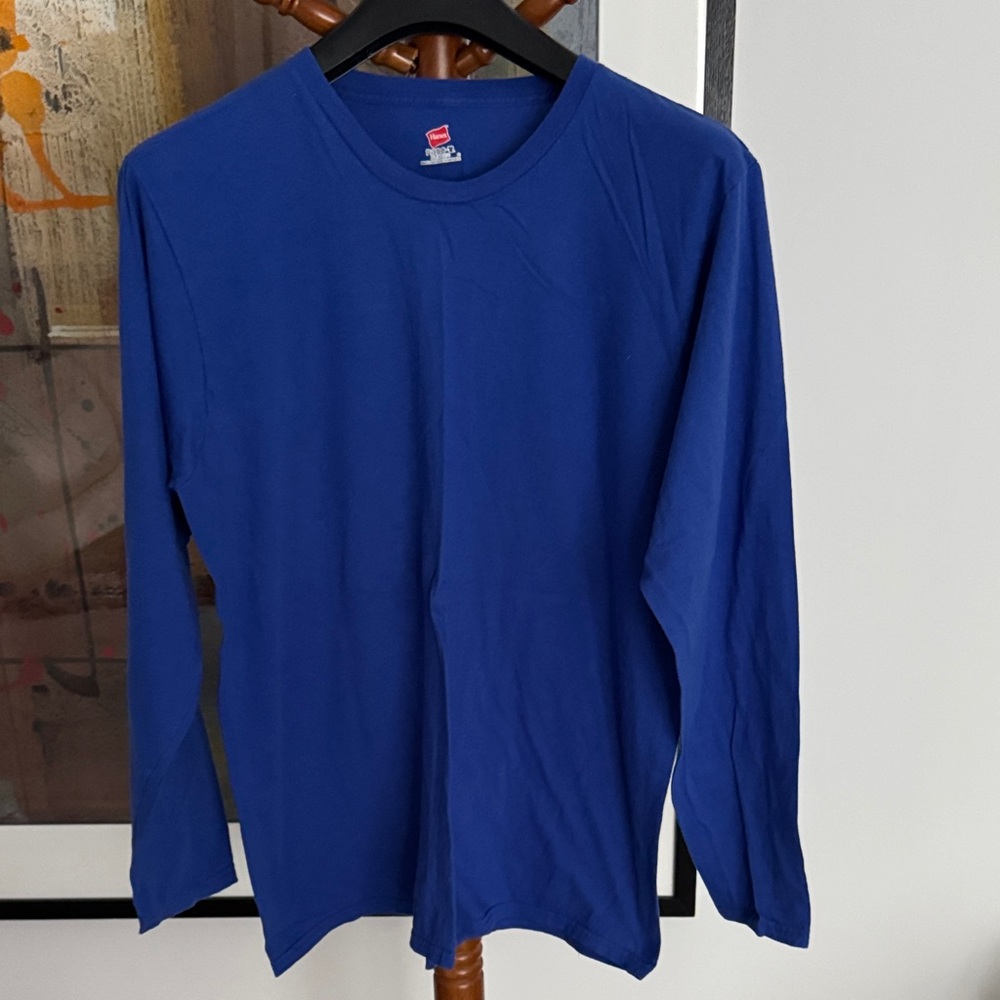 Hanes Men's Blue Long Sleeve Shirt